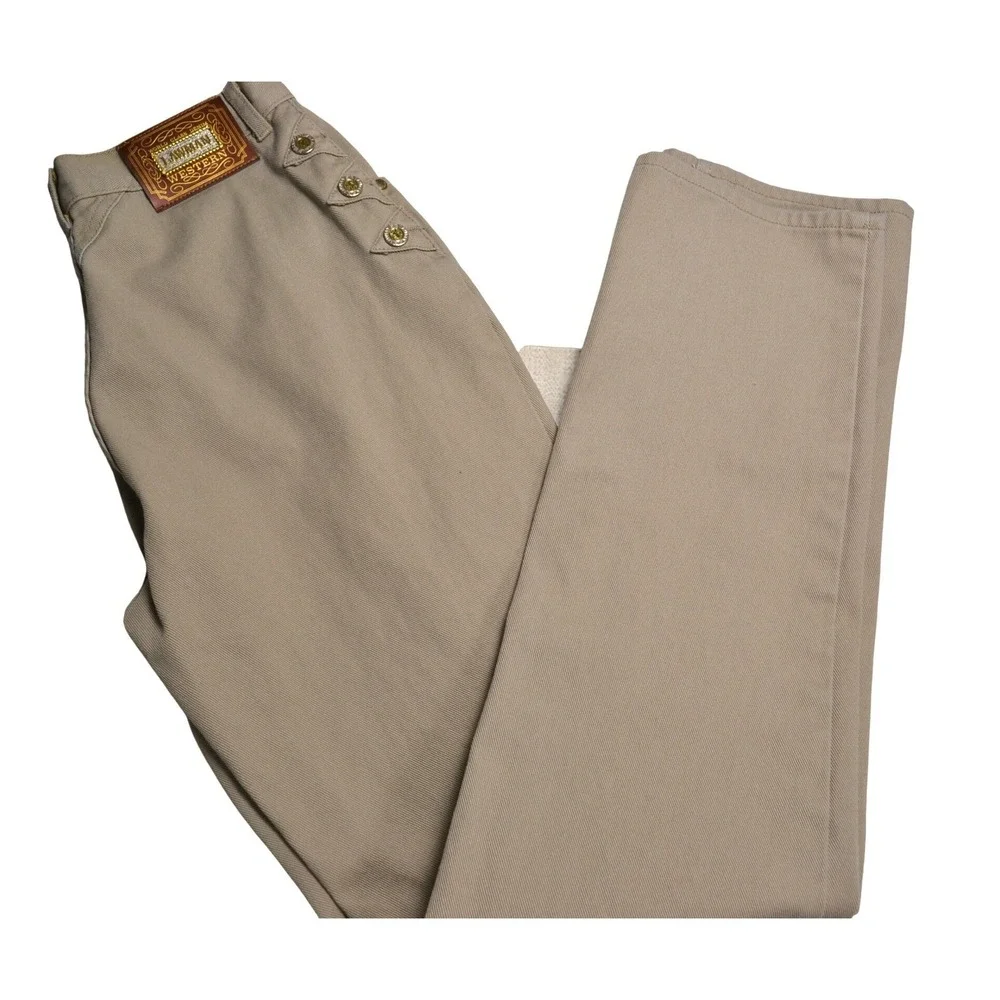 Vintage Lawman Western Slim Fit Size 13 Beige Women's Juniors Pants Jeans Button